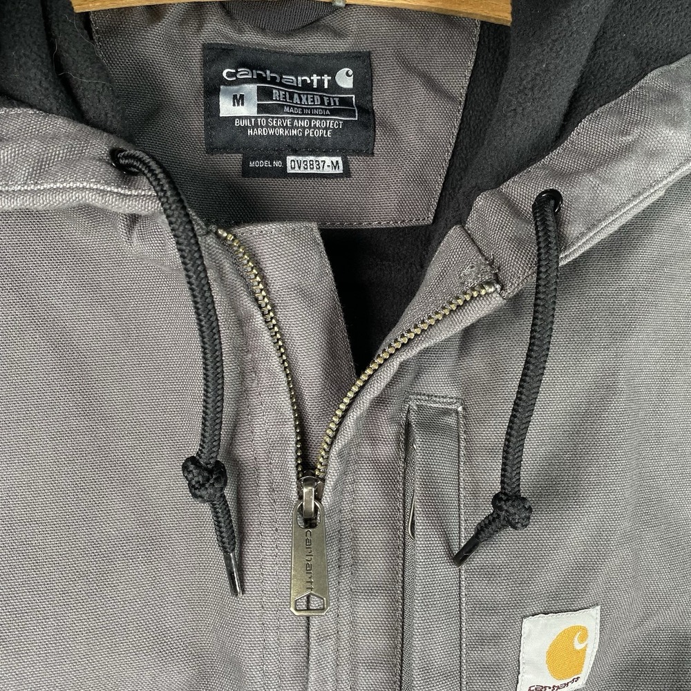Carhartt Duck Canvas Fleece Lined Vest Mens M Relaxed Fit Gray Hooded 103837 GVL - Picture 6 of 15